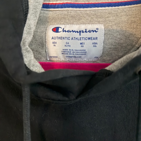Champion Black Hoodie with White Logo - Picture 2 of 2